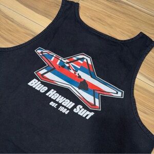 Vintage Y2K Blue Hawaii Surf Tank Top Black Men’s Medium Skater Punk Grunge Rock